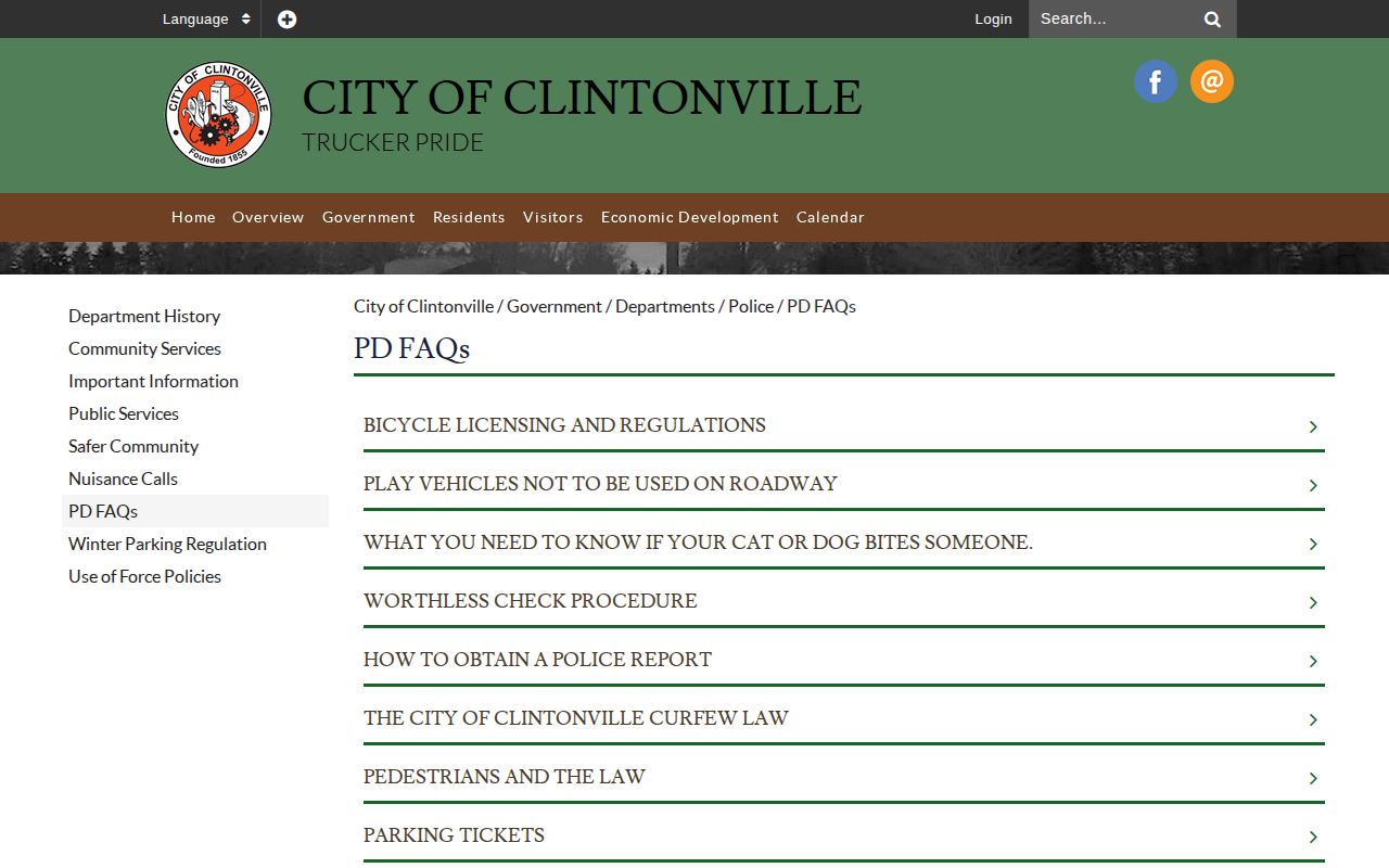 Clintonville Police Department report request guidance for Clintonville arrest records