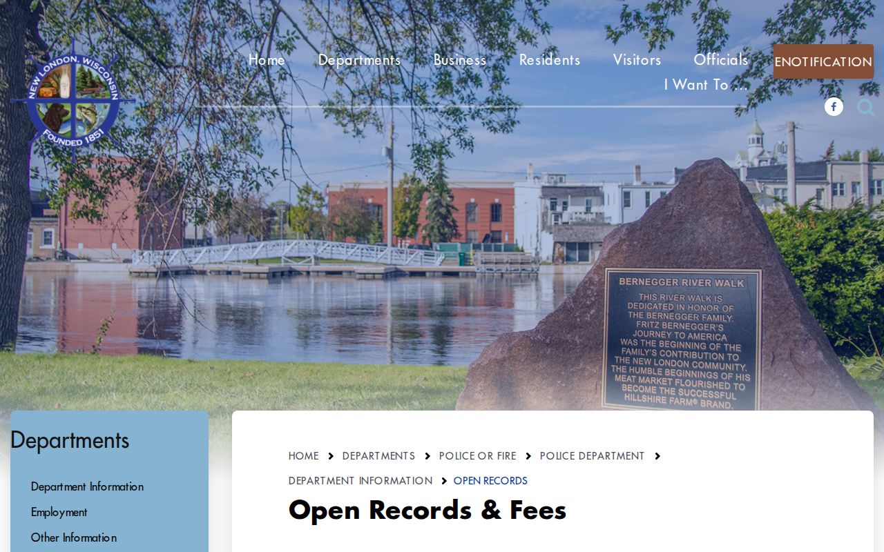 New London police records and open-records fee information